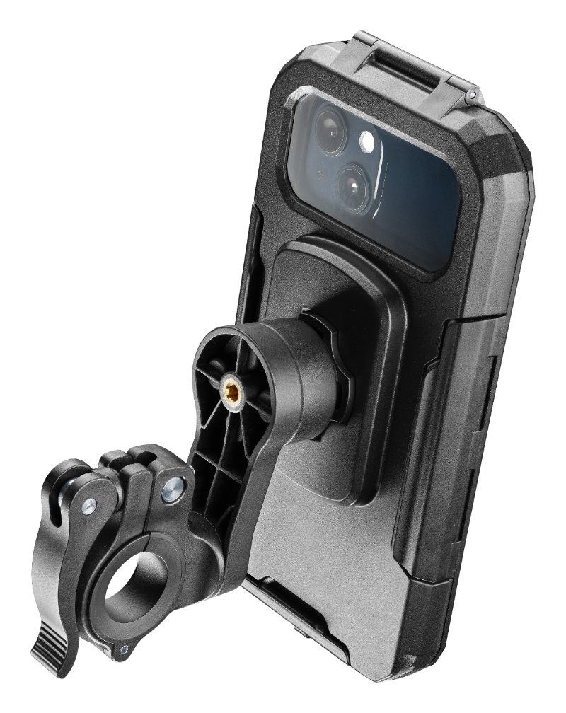 Interphone Quiklox Kit Custodia Armor Pro + Supporto Manubrio SMQUIKLOXARMORPRO: custodia con supporto, vista posteriore