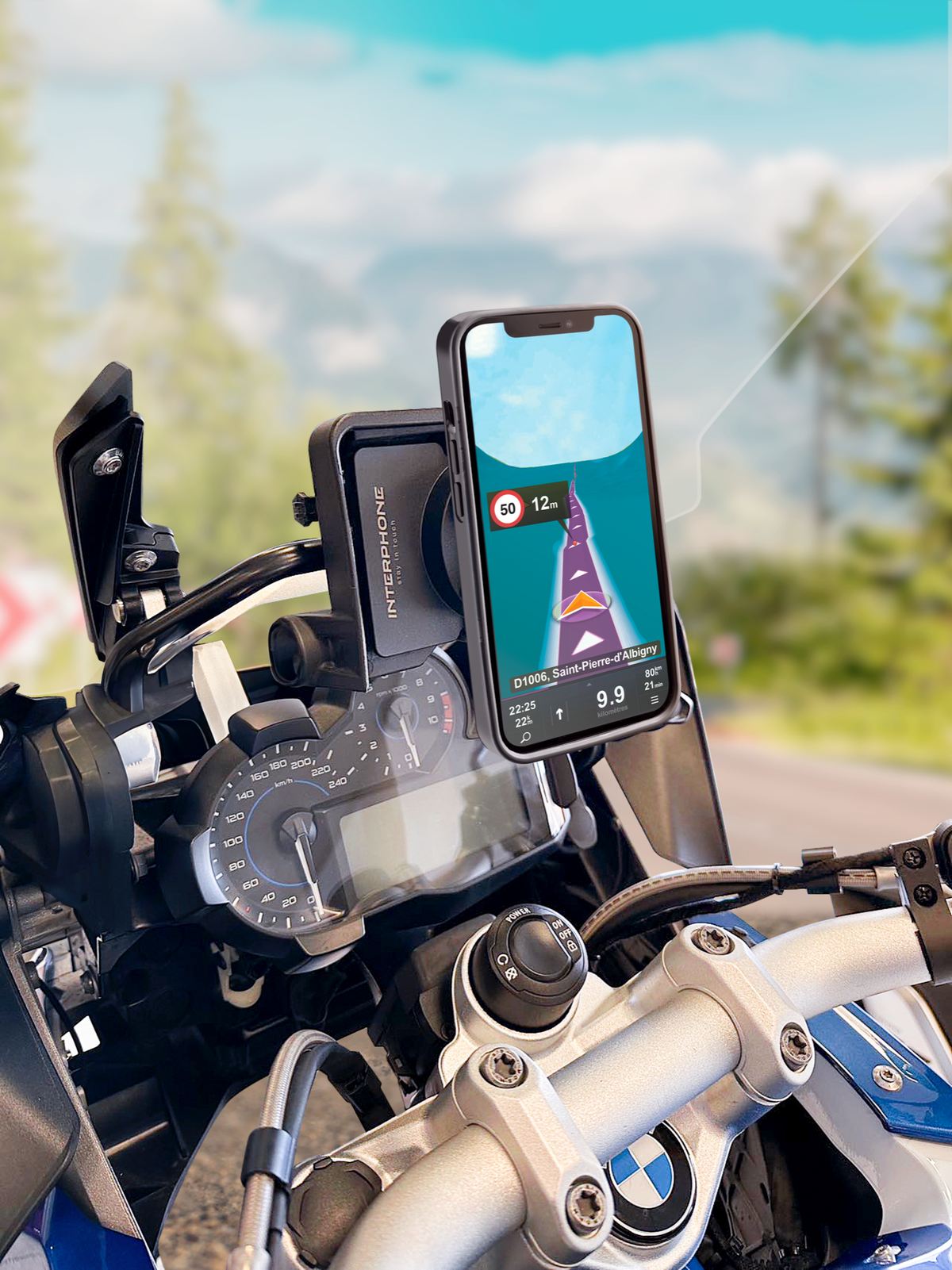 Interphone Quiklox Supporto Telefono per Attacco Navigatore BMW SMQUIKLOXBMWCRADLE: telefono sul supporto di moto BMW