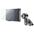 Interphone Sync 55 display moto con vetro protettivo temperato e supporto da manubrio, kit completo su fondo bianco