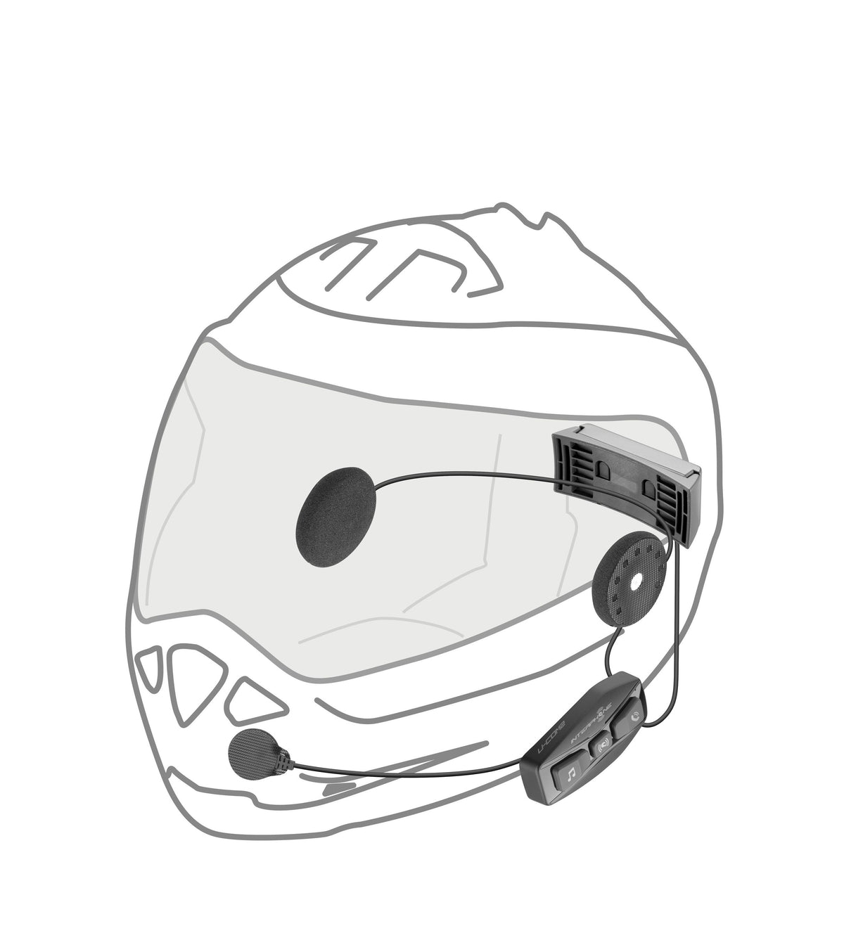 Interphone U-COM 2 INTERPHOUCOM2TP: schema di montaggio su casco jet