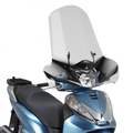 Parabrezza Kappa 307AK trasparente con serigrafia 58,5x68 cm montato su Honda SH 300i, vista frontale di tre quarti