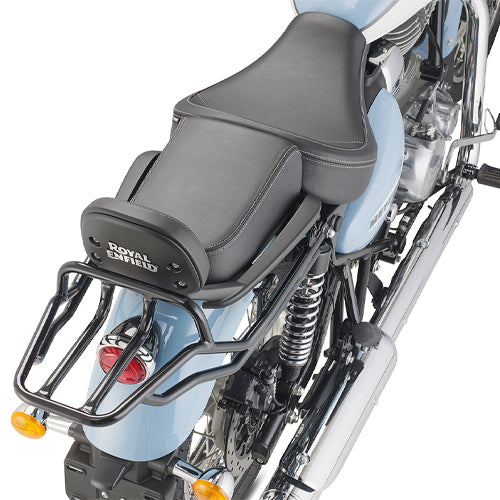 Kit di montaggio Kappa 9053KITK per l'attacco KR9053 su Royal Enfield Meteor 350 con schienalino, foto del prodotto montato