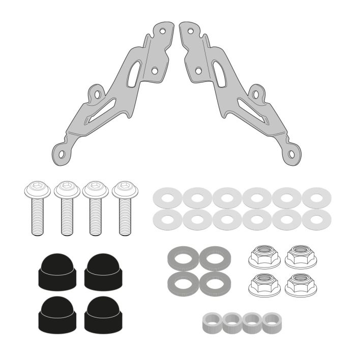 Schema di montaggio del kit attacchi Kappa A2166AK per cupolino 2166AK, Yamaha MT 125