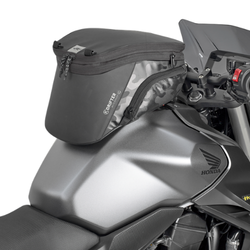 Borsa da serbatoio Kappa DR01 K'Drifter montata sul serbatoio di una moto, immagine illustrativa