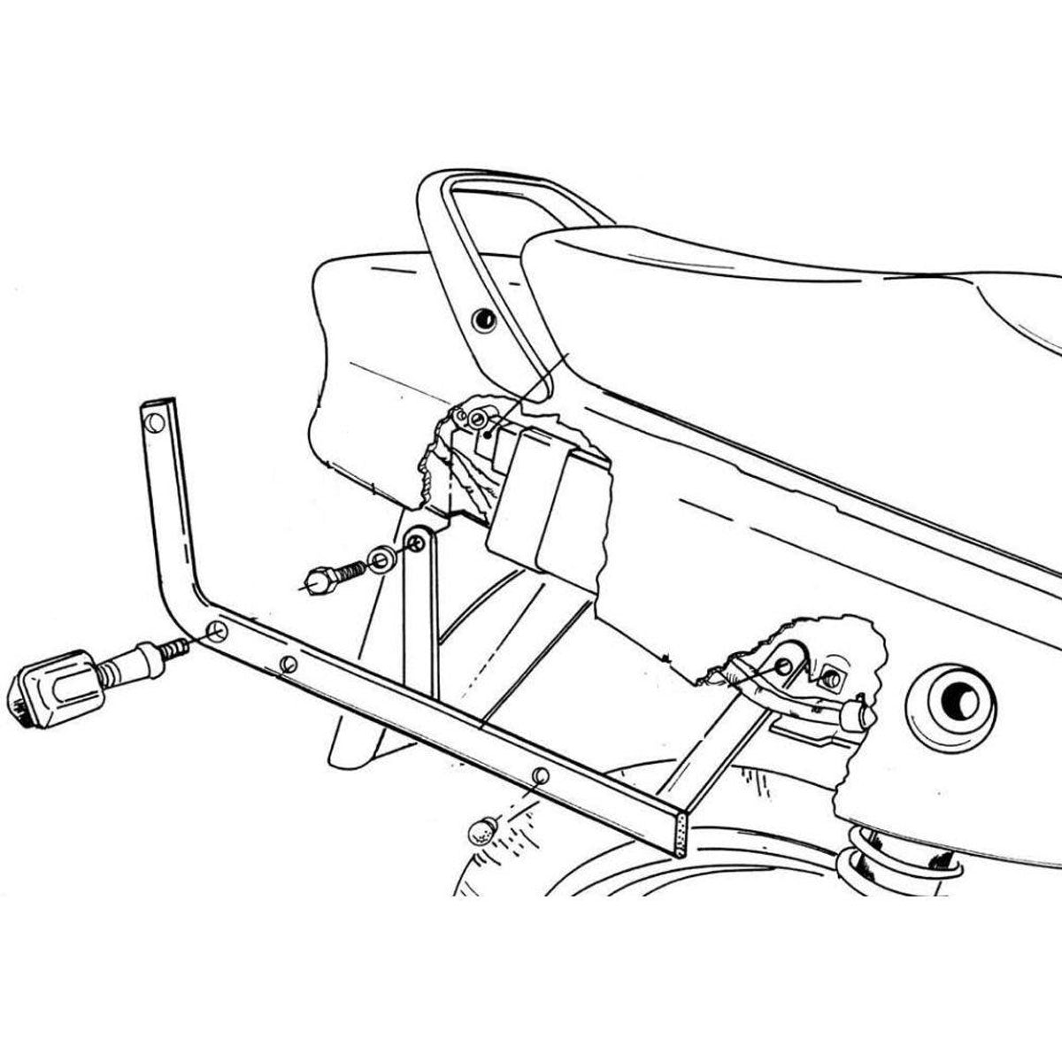 Attacco posteriore Kappa K2500 per Honda CB 500 e CB 500 S, disegno tecnico di montaggio, piastra e bauletto non inclusi