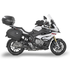 Valigie laterali e bauletto Kappa montati su una moto sport-touring bianca