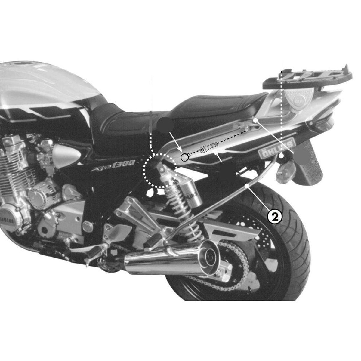 Attacco posteriore Kappa K3410 montato su Yamaha XJR 1300, piastra e bauletto non inclusi, foto del prodotto