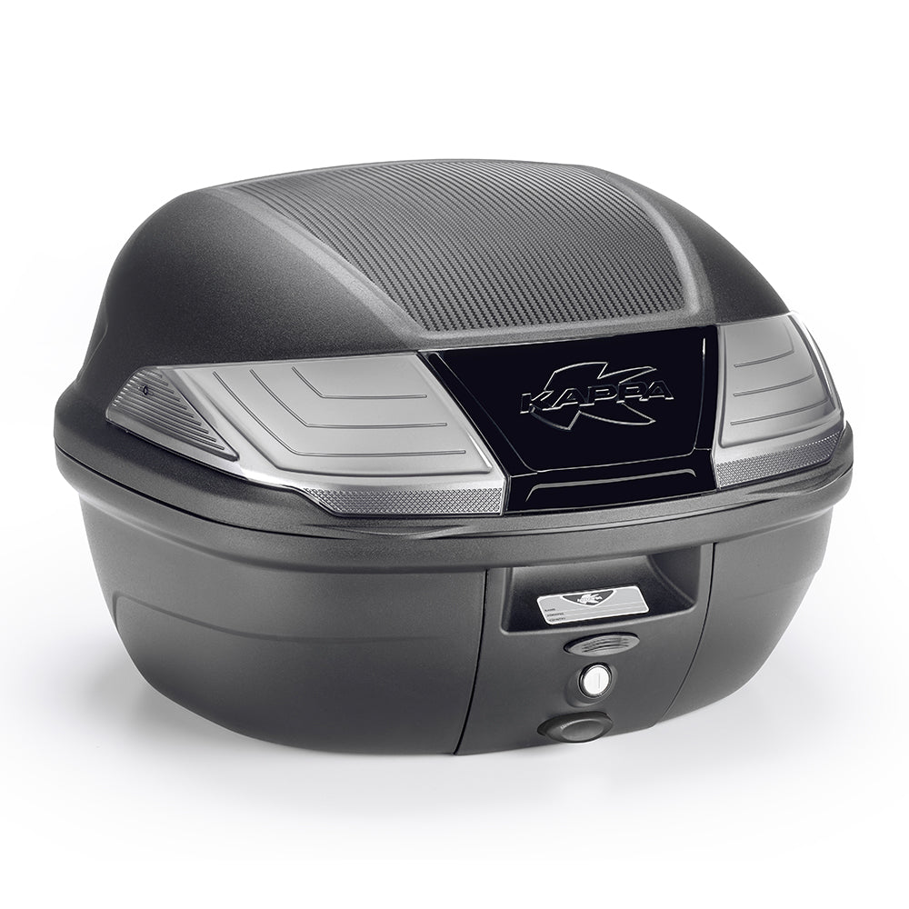 Kappa K400NT2 bauletto MONOLOCK 40 litri nero con coperchio a texture carbonio e catadiottri trasparenti, foto ufficiale Kappa