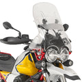 Parabrezza scorrevole Kappa KAF8203 Airstream trasparente montato su Moto Guzzi V85 TT, foto ufficiale Kappa