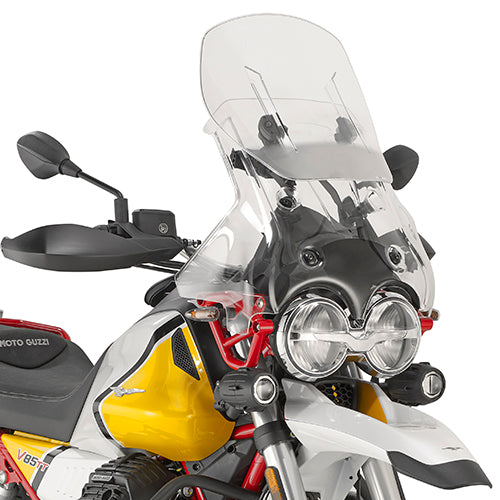 Parabrezza scorrevole Kappa KAF8203 Airstream trasparente montato su Moto Guzzi V85 TT, foto ufficiale Kappa