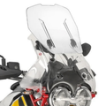 Parabrezza scorrevole Kappa KAF8203B Airstream trasparente montato su Moto Guzzi V85 TT, vista frontale, foto del prodotto