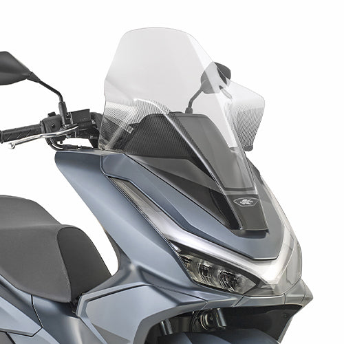 Parabrezza Kappa KD1216ST2 trasparente 64x50 cm montato su Honda PCX 125 2025-2026, foto ufficiale Kappa
