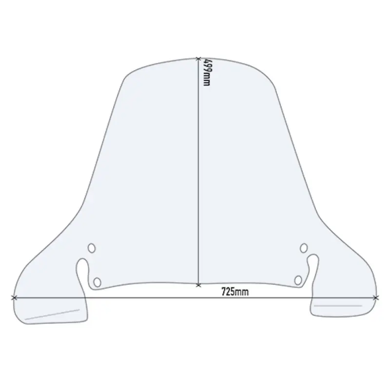 Disegno tecnico con le misure del parabrezza Kappa KD199ST trasparente 49,9x72,5 cm