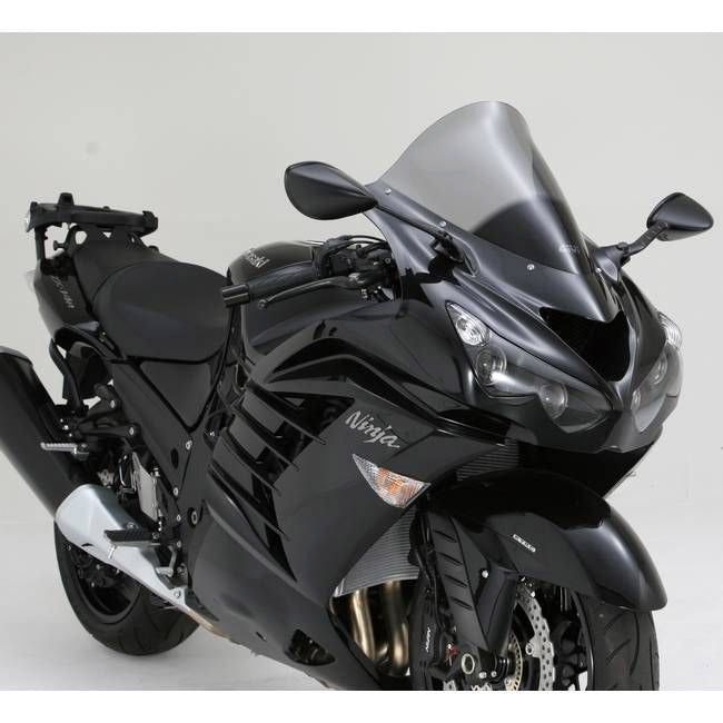 Kawasaki ZZR 1400 dal 2012 con il cupolino fumé gemello Givi D4106S montato, vista di tre quarti, foto del prodotto
