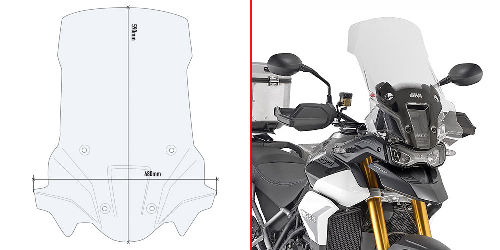 Cupolino Kappa KD6418ST trasparente 59x48 cm per Triumph Tiger 900 2020-2023, foto ufficiale Kappa
