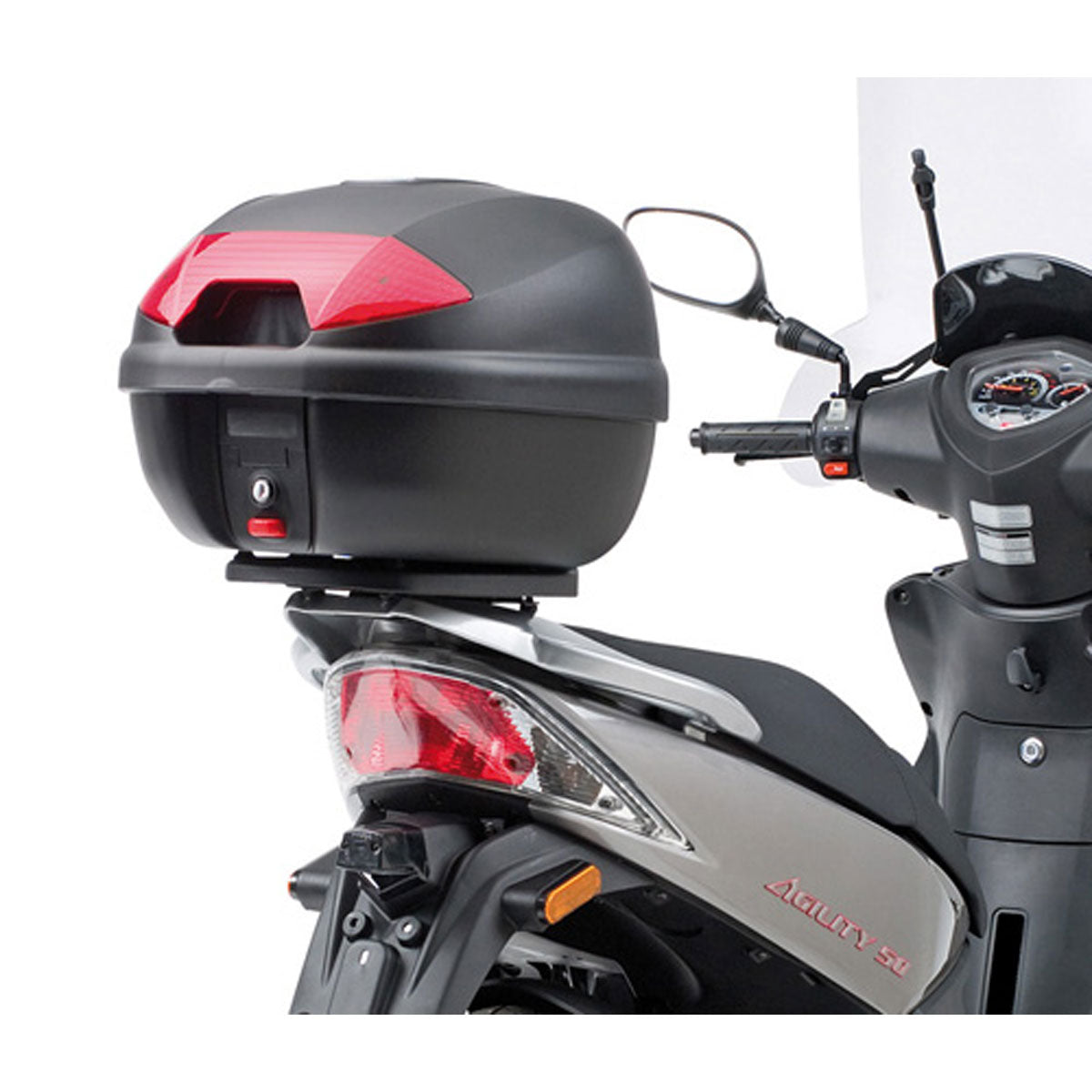 Attacco posteriore Kappa KE1370 montato su Kymco Agility R16 con bauletto Monolock non incluso, foto ufficiale Kappa