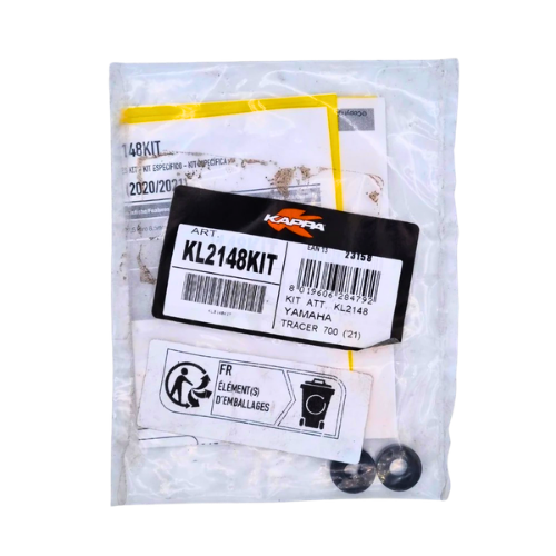 Bustina sigillata del kit Kappa KL2148KIT con etichetta KIT ATT. KL2148 Yamaha Tracer, istruzioni e distanziali