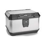 Bauletto Kappa KMX400A K'METROBOX 40 litri in alluminio naturale chiuso, vista di tre quarti