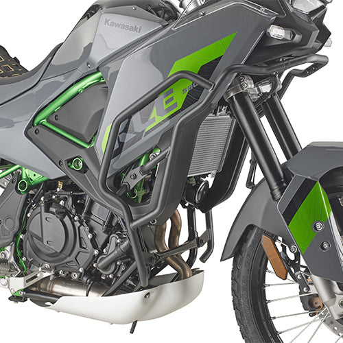 Paramotore Kappa KN4139 tubolare nero Ø 22 mm montato su Kawasaki KLE 500, foto ufficiale Kappa