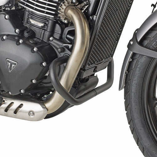 Paramotore Kappa KN6424 tubolare nero Ø 25 mm montato su Triumph Scrambler 400 X, foto ufficiale Kappa