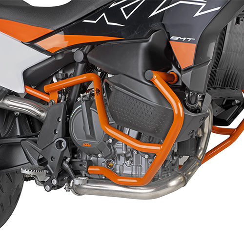 Paramotore Kappa KN7717OR tubolare arancione Ø 25 mm montato su KTM 890 SMT, foto ufficiale Kappa