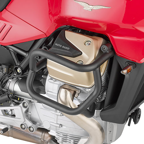 Paramotore Kappa KN8207 tubolare nero Ø 25 mm montato su Moto Guzzi V100 Mandello, foto ufficiale Kappa