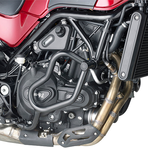 Paramotore Kappa KN8704 tubolare nero Ø 25 mm montato su Benelli Leoncino 500, foto ufficiale Kappa