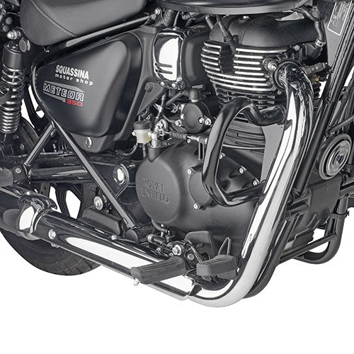 Paramotore Kappa KN9053 tubolare nero Ø 25 mm montato su Royal Enfield Meteor 350, foto ufficiale Kappa