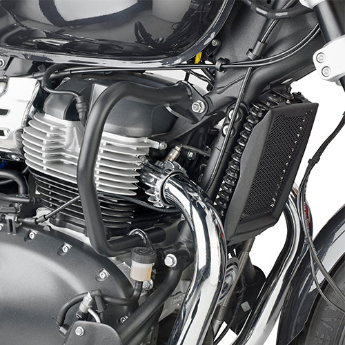 Paramotore Kappa KN9058 tubolare nero Ø 25 mm montato su Royal Enfield Super Meteor 650, foto ufficiale Kappa