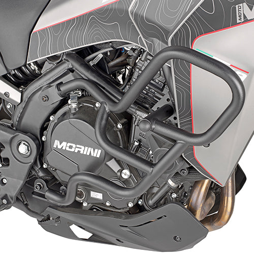 Paramotore Kappa KN9350 tubolare nero Ø 25 mm montato su Moto Morini X-Cape 649, foto ufficiale Kappa