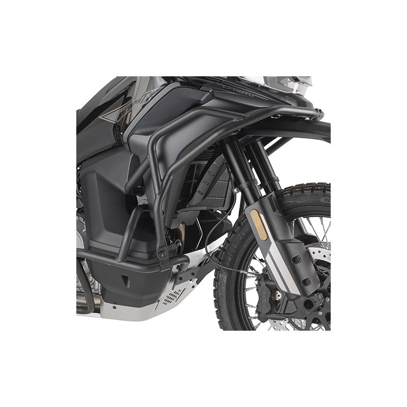 Paramotore alto Kappa KNH9227 tubolare nero Ø 25 mm montato su CFMOTO 800 MT-X con il KN9227, foto del prodotto