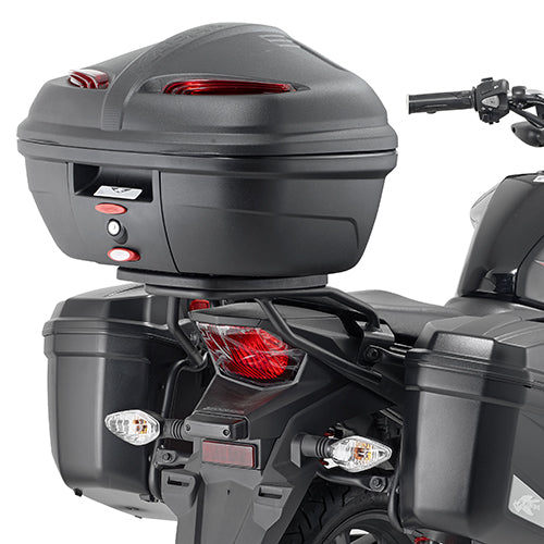 Attacco posteriore Kappa KR1142 montato su Honda CB 125 F con bauletto e valigie, accessori non inclusi, foto ufficiale Kappa