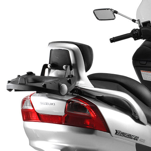 Attacco posteriore Kappa KR115 con piastra Monokey montato su Suzuki Burgman 400, bauletto non incluso, foto ufficiale Kappa