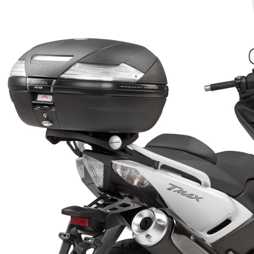 Attacco posteriore Kappa KR2013 con piastra Monokey montato su Yamaha T-Max, bauletto non incluso, foto ufficiale Kappa