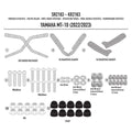 Disegno tecnico ufficiale dei componenti dell'attacco posteriore Kappa KR2163 per Yamaha MT-10, dalle istruzioni Kappa