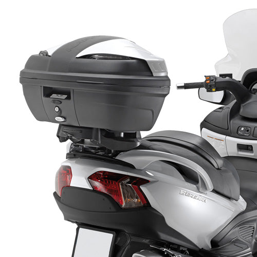 Attacco posteriore Kappa KR3104MM con piastra Monolock montato su Suzuki Burgman 650, bauletto non incluso, foto ufficiale Kappa