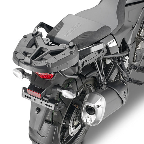 Attacco posteriore Kappa KR3117 nero montato su Suzuki V-Strom 1050, piastra e bauletto non inclusi, foto ufficiale Kappa