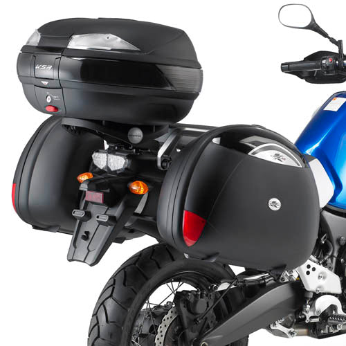 Attacco posteriore Kappa KR371 montato su Yamaha XT 1200 Z Super Ténéré con bauletto e valigie Kappa, bauletto non incluso, foto ufficiale Kappa