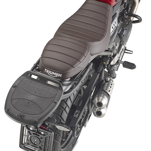 Attacco posteriore Kappa KR6424 con piastra MONOLOCK montata su Triumph 400, bauletto non incluso, foto ufficiale Kappa