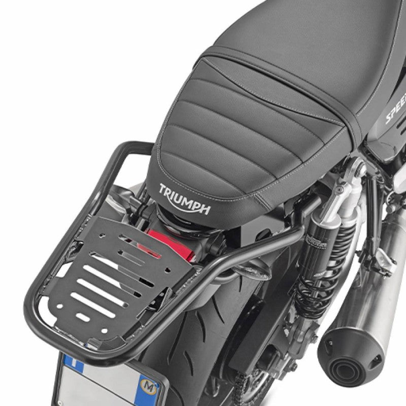 Attacco posteriore Kappa KR6427 nero montato su Triumph Speed Twin 1200, bauletto non incluso, foto ufficiale Kappa