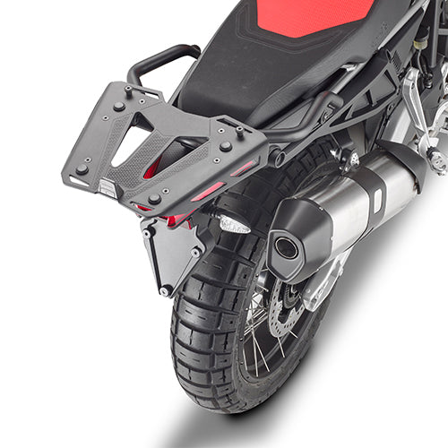 Attacco posteriore Kappa KR6710 nero con piastra montato su Aprilia Tuareg 660, piastra e bauletto non inclusi, foto ufficiale Kappa