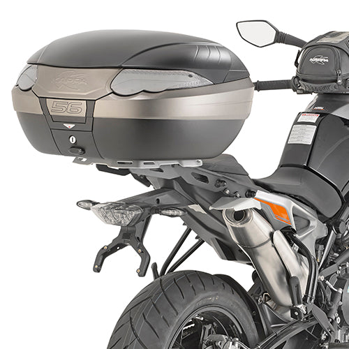 Attacco posteriore Kappa KR7715 per KTM 790 Duke e 890 Duke R montato con bauletto Kappa, bauletto e piastra non inclusi, foto ufficiale Kappa