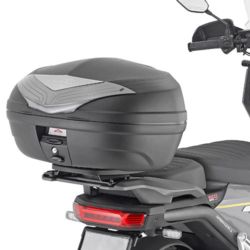 Attacco posteriore Kappa KR8830 per Super Soco CPX montato sullo scooter con bauletto non incluso, foto ufficiale Kappa