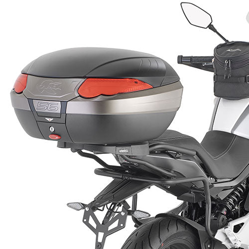 Attacco posteriore Kappa KR9221 per CFMOTO 650 MT e 700 MT montato con bauletto Kappa non incluso, foto ufficiale Kappa
