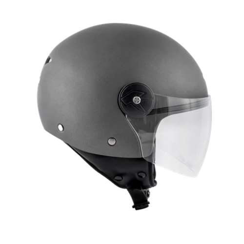 Casco Kappa KV40 Hawaii titanio opaco con visiera aperta, vista laterale sinistra