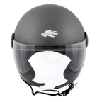 Casco demi-jet Kappa KV40 Hawaii titanio opaco visto di fronte, visiera abbassata