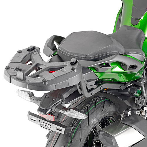 Attacco posteriore Kappa KZ4123 montato sulla Kawasaki Ninja H2 SX con piastra, bauletto non incluso, foto ufficiale Kappa