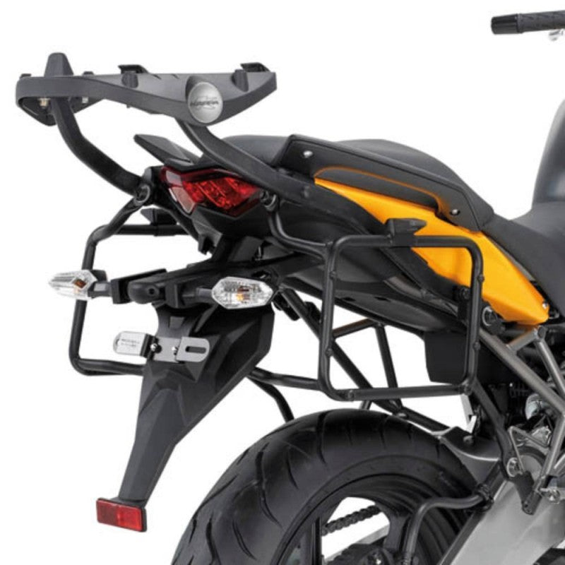 Attacco posteriore Kappa KZ451 per Kawasaki Versys 650 montato con piastra e portavaligie laterali, piastra e bauletto non inclusi, foto ufficiale Kappa