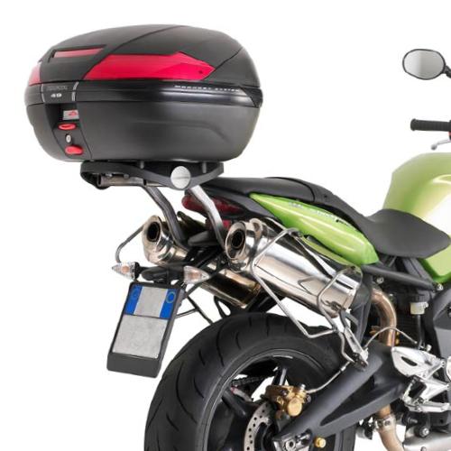Attacco posteriore Kappa KZ727 per Triumph Street Triple 675 montato con bauletto, bauletto non incluso, foto ufficiale Kappa