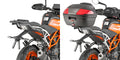 Attacco posteriore Kappa KZ7707 montato sulla KTM Duke, senza e con bauletto non incluso, foto ufficiale Kappa